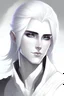 Placeholder: Ethereal Handsome silver haired moon elf man beautiful silver eyes