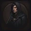 Placeholder: Dnd, fantasy, portrait, only face, archimage, medieval mosaic, ruthless, violent, old, black robe, very slim, black hair