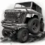 Placeholder: technical concept study, pencil sketch, inspired from Vintage Jeep Toyota 4x4