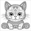 Placeholder: mandala baby cat happy mood, cute animals, full view, realistic, coloring page, only draw lines, coloring book, clean line art, –no sketch, color, –ar 3:4, white background, minimalistic black lines, minimal black color, low level black colors, coloring page, avoid thick black colors, thin black line art, avoid colors, perfect shape, perfect clear lines,