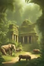 Placeholder: tropical jungle and animals ancient ruins