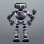 Placeholder: A a small realistic and nice looking robot infront of a clean background.