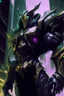 Placeholder: Galio from league of legends in black cyberpunk style