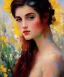 Placeholder: realist impressionist portrait of "The Curious Female" by Manuel Leonardi rework. Masterpiece, best quality, painted impressionist brush strokes. paint drips and drabs and splatters by and by art nouveau and Eliza Ivanova . Paint spatters, drips, drabs, dynamic, artstation, artgerm