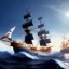 Placeholder: Beautiful pirate ship in the ocean, complicated, incomprehensible, 3D, bulky, symmetrical, artistic, 4K, 8K, Wassily Kandinsky