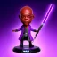 Placeholder: Bald mace windu Samuel Jackson purple bobblehead with boots, pommel, purple jedi, shadowy