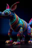 Placeholder: un ser con forma indefinida de bestia realista dibujado con temperas de colores estilo alebrije mexicanos de colores vibrantes. que genere una atmosfera de magia y encanto. Con fondo de un solo