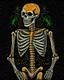 Placeholder: Halloween Skeleton tattoo design, traditional tattoo style, t-shirt design, vector art, fantasy art, watercolor effect, digital painting, clean dark background, 8K