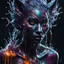 Placeholder: Unsplash art, a quirky liquid portrait of a hauntingly beautiful dark werewolf woman, splash style of paint, Pixar style, Halloween colors, hyper detailed intricately detailed, fantastical, intricate detail, splash screen, liquid, gooey, slime, splashy, fantasy, concept art, 8k resolution, masterpiece, melting, complex background, intricate detailed, dark colors, fantasy, concept art, digital art, intricate, oil on canvas, masterpiece, expert, insanely detailed, 4k resolution.