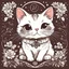 Placeholder: A greeting cat, Vector Illustation, line stamp, kawaii