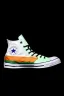 Placeholder: A converse sneaker with India's flag printed on the material, green, white and orange