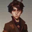 Placeholder: Portrait of a handsome brown haired little warlock kid by Nick Harris