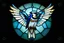 Placeholder: vitrail d'un geai bleu ailes déployées cyberpunk
