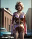 Placeholder: Ultra Realistic retro sci-fi movie Supermarket parking scene, 1960 year, waist up view portrait, 2 clones blonde women, sweet young Jane Fonda face, perfect iris, glow eyes, face makeup, tight latex coat, Scare people background, Retro sci-fi style, soft color, highly detailed, unreal engine 5, ray tracing, RTX, lumen lighting, ultra detail, volumetric lighting, 3d, finely drawn, high definition, high resolution.