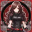 Placeholder: a full-body shot of a woman with long brown hair, red eyes, with a confident, 'bad girl' vibe, wearing black and red leather, ((Chibi anime style)), intricately detailed, intricately designed splash art background