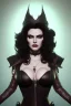 Placeholder: Amy Dumas as evil queen in black leather, leather, busty, cleavage, angry, rage, stern look. character design by cory loftis, fenghua zhong, ryohei hase, ismail inceoglu and ruan jia. unreal engine 5, artistic lighting, highly detailed, photorealistic, fantasy