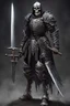 Placeholder: dark age armored skeleton knight with sword