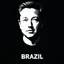 Placeholder: An artistic piece that presents the silhouette of Elon Musk's portrait on a dark background, with the iconic ((("X"))) logo of his social network over his face, resembling the forbidden symbol. High contrast black and white photography, using chiaroscuro lighting to create a striking visual effect. The text "IN BRAZIL" below the image.