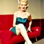 Placeholder: Fifties pretty young blonde woman high heels kodachrome photo