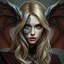 Placeholder: a portrait of an attractive blonde fantasy woman who is half human and half gargoyle, her face is partially made of stone, medieval, gothic, digital art, stylised