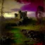 Placeholder: A purple poisonous castle in a wasteland painted by George Inness