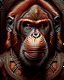 Placeholder: Orangutan Assassin Gothic symmetrical design medium flat front view full hyper-detailed hyper-realistic 8k ink art