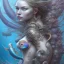 Placeholder: sango fantasy, fantasy magic, intricate, sharp focus, illustration, highly detailed, digital painting, concept art, matte, artgerm and paul lewin and kehinde wiley, masterpiece sexy lips African lady fish body mermaid turquoise space lady beach sea under water mermaid seaweed