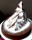 Placeholder: Matterhorn model made of chocolate sponge cake