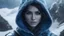 Placeholder: Photoreal blue gorgeous hooded blue scaled triton ranger woman with blue scaled blue skin and hair and fur-lined armor in an ice covered mountain landscape snowing at night by lee jeffries, otherworldly creature, in the style of fantasy movies, photorealistic, bokeh masterpiece smooth shading, ultra detailed, high resolution, cinematic, unreal 6, subtle shadows, octane render, 8k, cinema 4d, HDR, dust effect, vivid colors