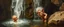 Placeholder: master oil painting by Rembrandt,cute blind trolls bading baby inside waterfall with nyx