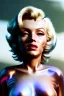 Placeholder: Ultra Realistic image, portrait, blonde woman, sweet Marylin Monroe face, perfect iris, glow eyes, makeup. Retro sci-fi style, helmet, latex coat, fog, rain, soft color, highly detailed, unreal engine 5, ray tracing, RTX, lumen lighting, ultra detail, volumetric lighting, 3d, finely drawn, high definition, high resolution.