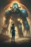 Placeholder: book cover illustration, Nico Belic and woman in fallout 4 setting, bokeh, downlight, prize winning, depth of field, monster in background, ying yang theme