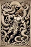 Placeholder: Hercules fighting the hydra in the style of alchemical art