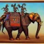 Placeholder: african tribal gods riding an indian elephant painting