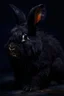 Placeholder: Bear + boar + rabbit hybrid, black, photograph