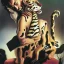 Placeholder: Salvador Dali embraces his pet ocelot Babou , hypperealism , surrealism , a masterpiece by salvador dali