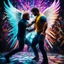 Placeholder: [Shattered high res photo by multiple contrasts psychedelic pixels , distorted colours, double exposed] Jacob wrestling with angel
