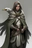 Placeholder: elvish ranger wearing a grey cloak and a mantle of brown feathers