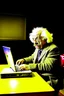 Placeholder: albert einstein in with laptop