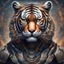 Placeholder: Warrior Tiger, cybernetic, Renaissance, intricate background