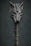 Placeholder: metal staff with wolf head