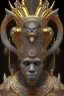 Placeholder: Aztec male African Egyptian alien, cracks in the voodoo head, wicked, eyes, crown, Elephant, 8k, finely detailed, photo realistic, tiger turquoise skull head gold dragon space alien snow skeleton gold hornytoad silver crown silver eyes