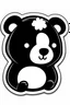 Placeholder: Sunny, kawaii bear, black and white, sticker, icon, badge, sign, 4k