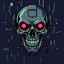 Placeholder: 8 bit pixelart cyberpunk skull,servitor, Comic style
