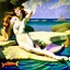 Placeholder: art by Maxfield Parrish, A naturist mermaid