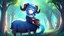 Placeholder: Girl, blue hair, goat horns, goat tail, clearing in forest