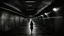 Placeholder: a woman silhouette in metro tunnel, dark shadows the walls, the heart ached with fear and sadness, for knows what the end, sinister, etheral, fog, dark mistic mood