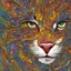 Placeholder: A cat's face vibrant colors, cartoon, vector art, abstract