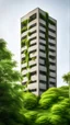 Placeholder: Brutalist totalitarian tower with greenery concrete