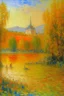 Placeholder: A light orange fairy kingdom painted by Claude Monet